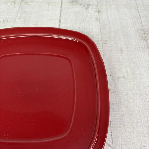 Home Trends CANOPY RED Cranberry Embossed Square Porcelain Salad Plates Set of 3 - Picture 11 of 14